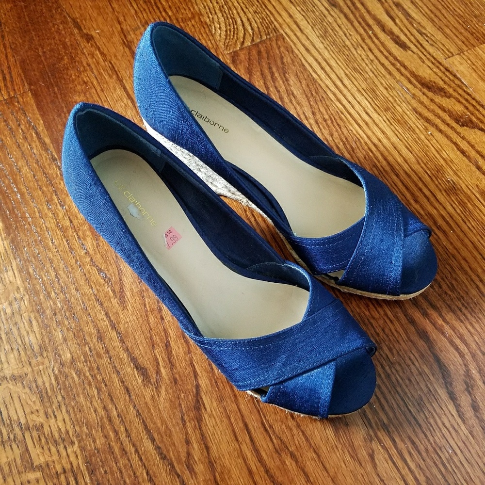 Liz Claiborne - Blue Peep Toe Wedges